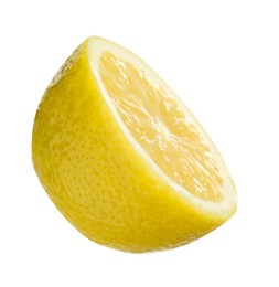 Photo of Half of lemon isolated on white. Citrus fruit