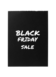 Notebook with text BLACK FRIDAY SALE isolated on white