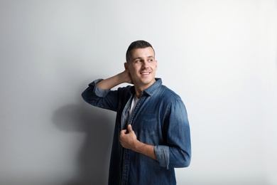 Portrait of handsome man on white background