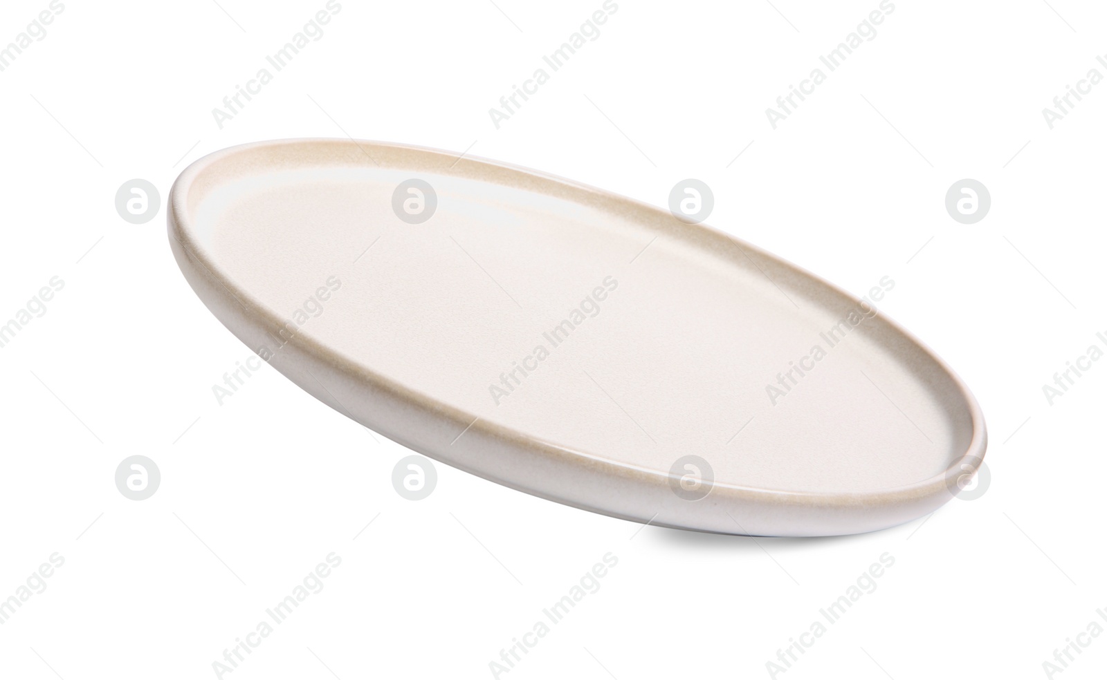 Photo of One empty ceramic plate isolated on white