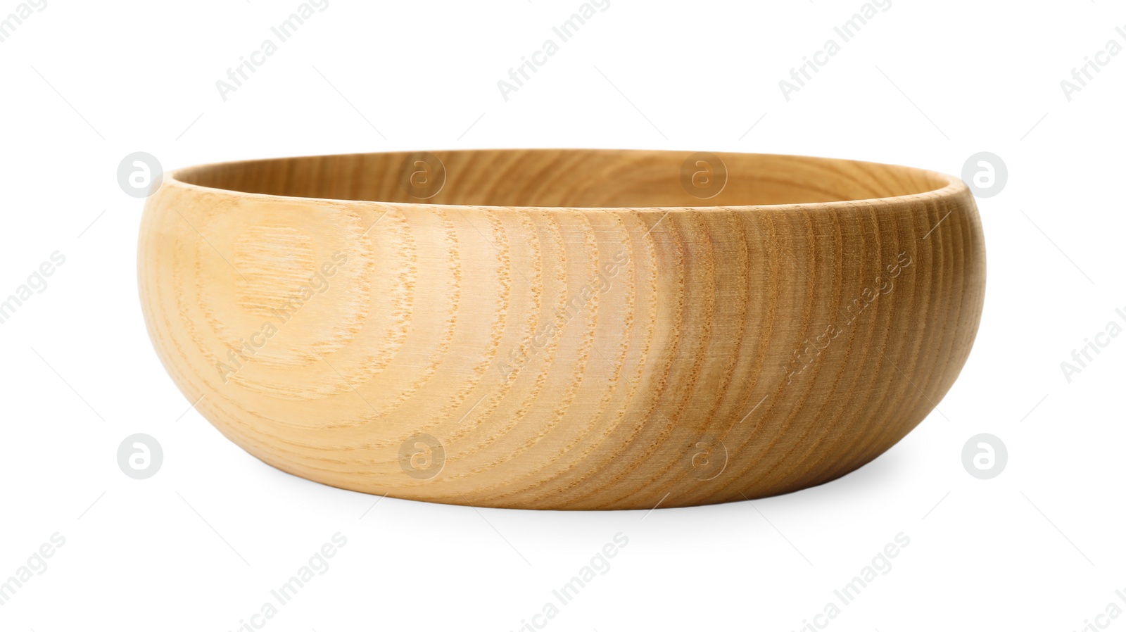 Photo of Empty clean wooden bowl isolated on white