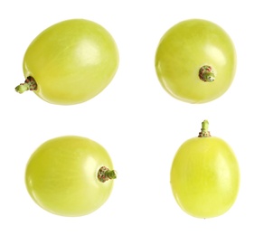 Image of Set of fresh grapes on white background