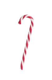 Sweet candy cane on white background. Christmas treat 