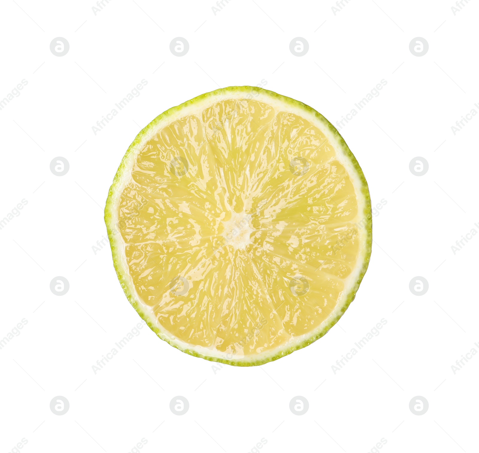 Photo of Citrus fruit. Sliced fresh ripe lime isolated on white