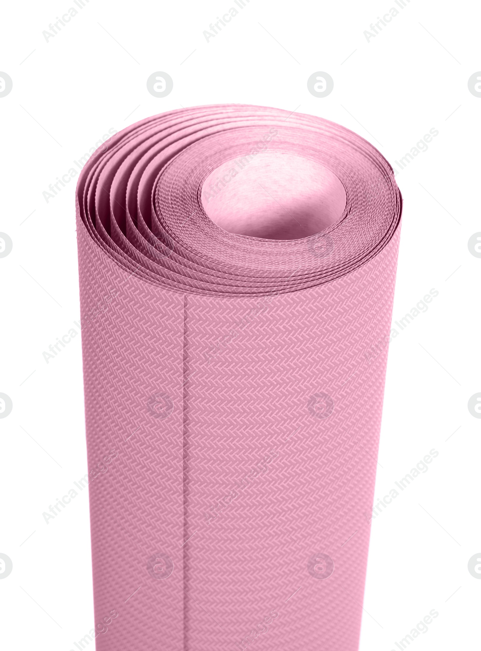 Image of One pink wallpaper roll isolated on white