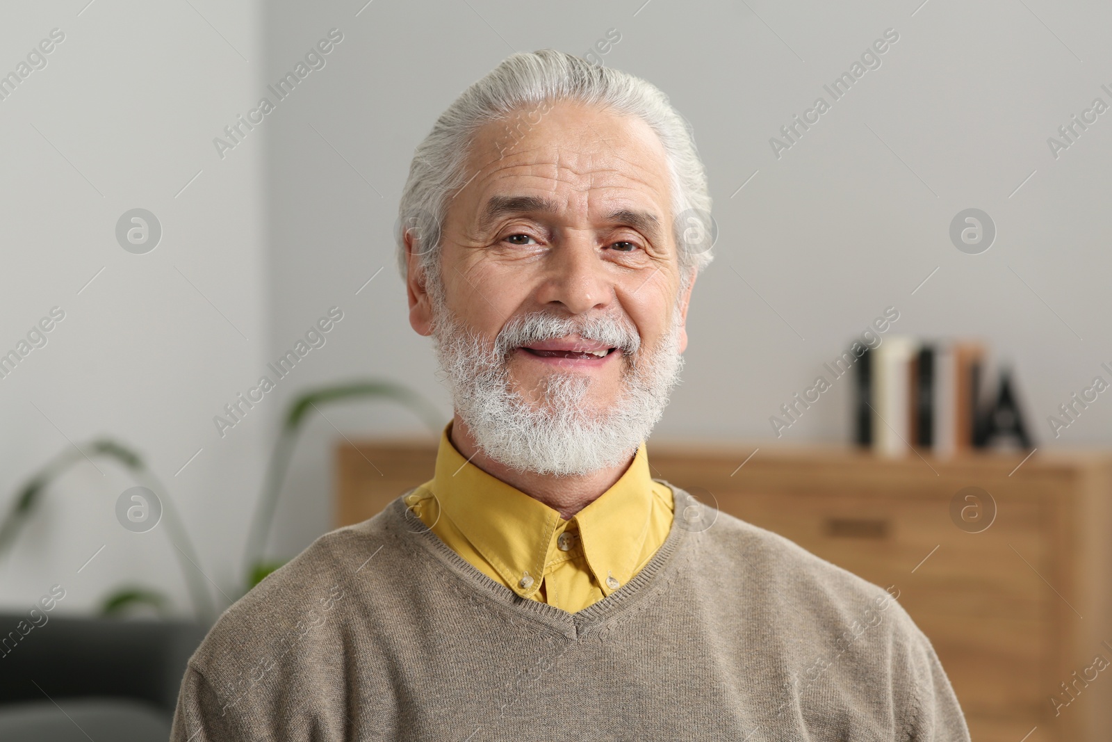 Photo of Portrait of handsome senior man at home