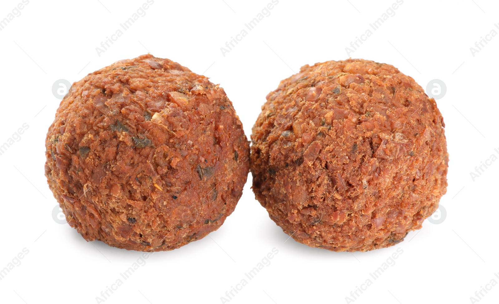 Photo of Delicious falafel balls on white background. Vegan meat products