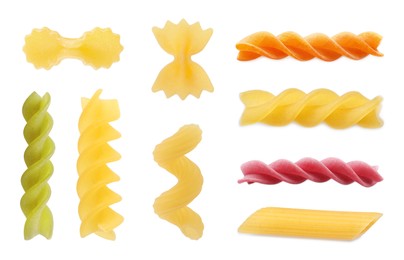 Image of Different types of pasta isolated on white, set