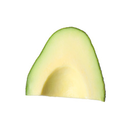 Photo of Slice of ripe avocado isolated on white