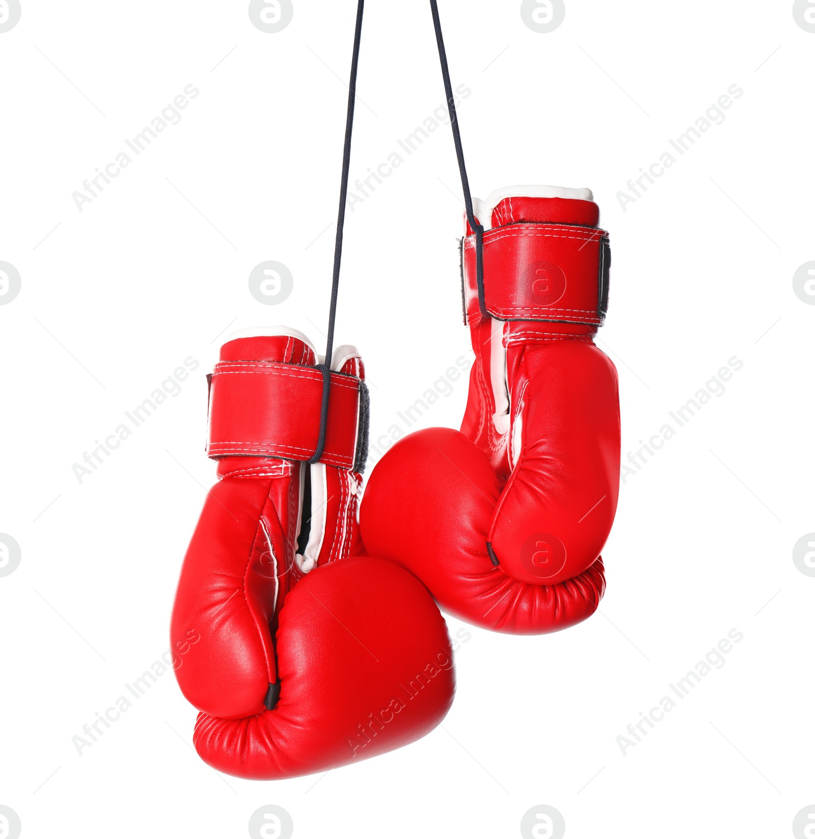 Photo of Pair of boxing gloves on white background