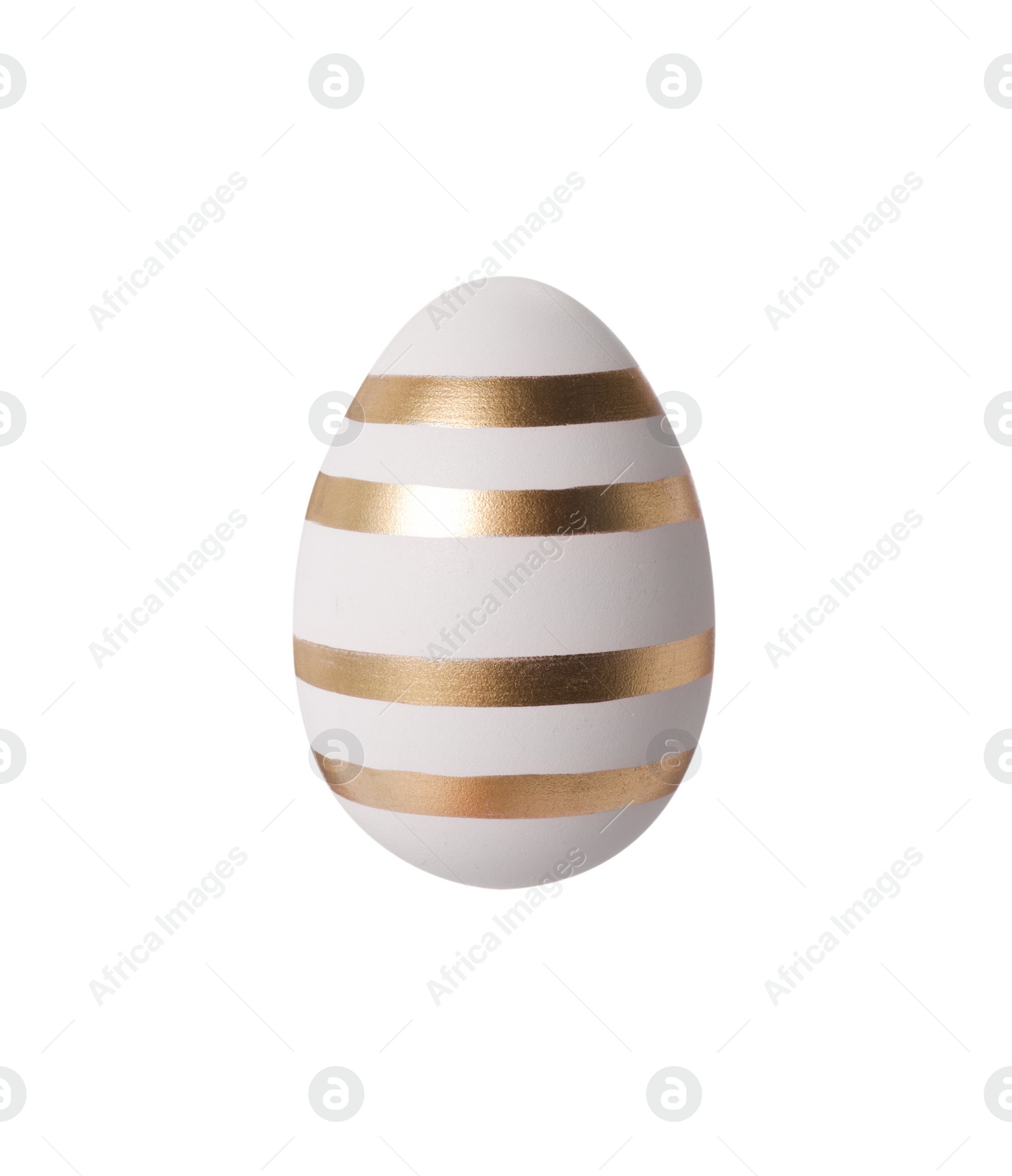 Photo of One striped Easter egg isolated on white