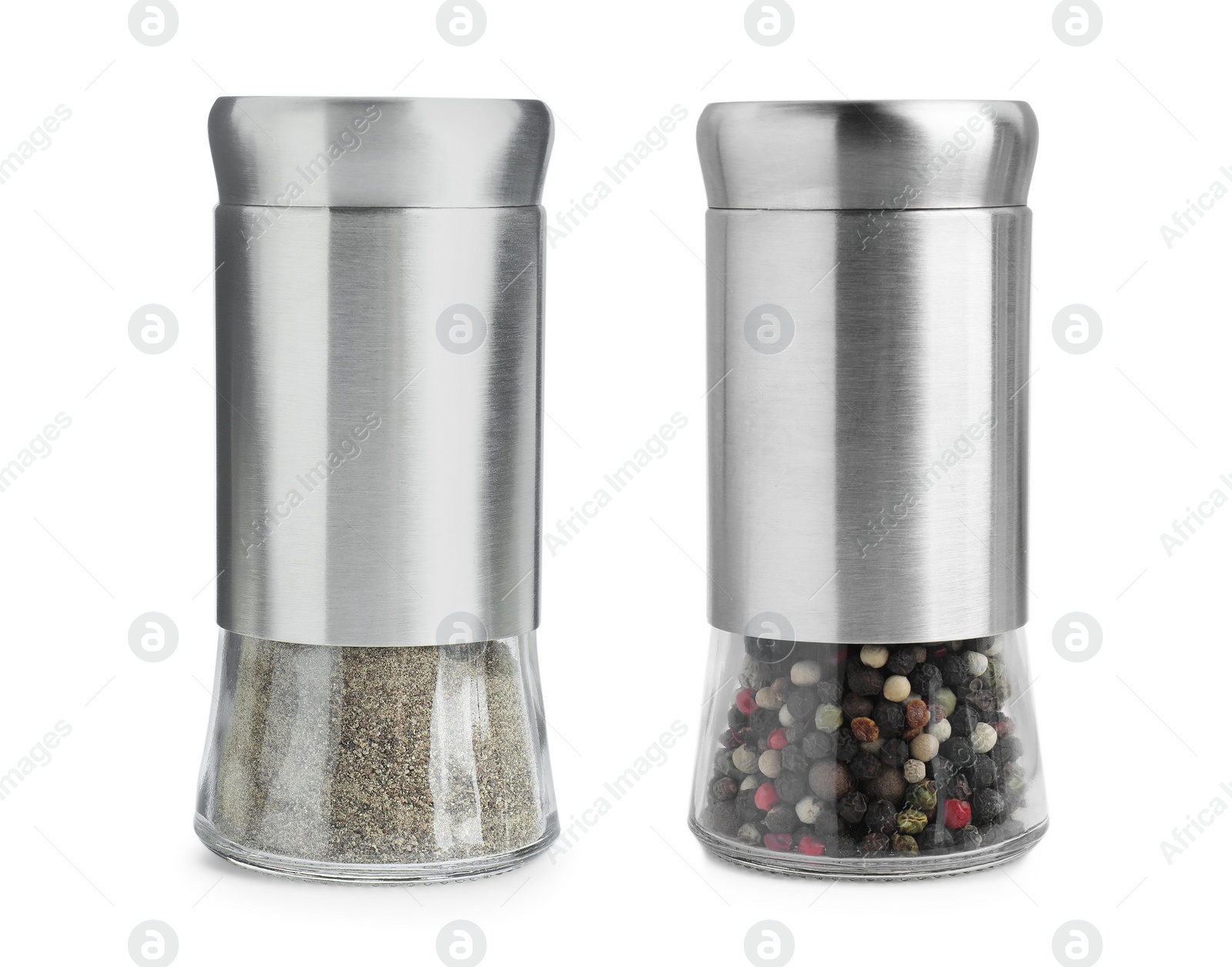 Image of Pepper shaker and pepper mill isolated on white