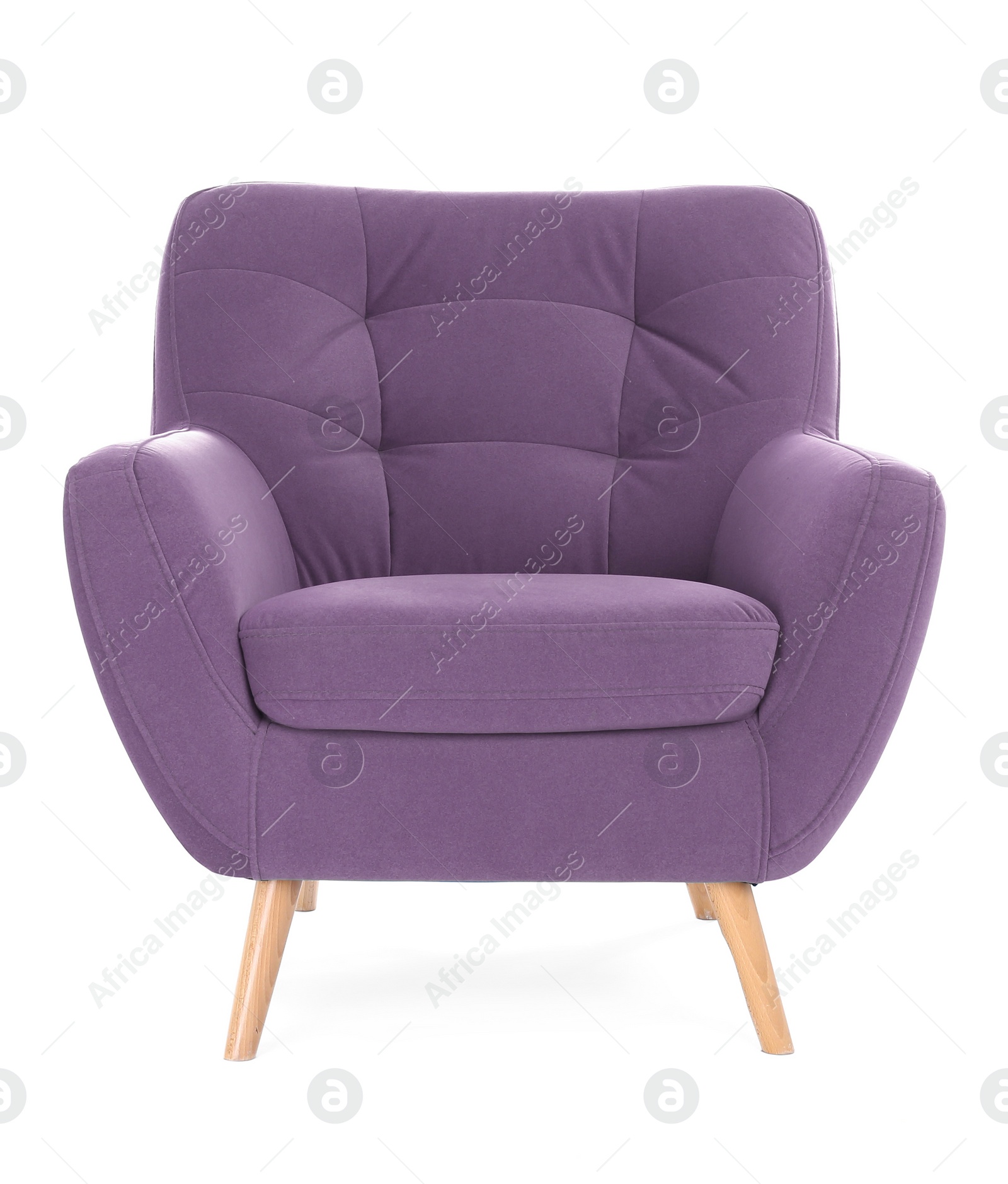 Image of One comfortable dusty purple armchair isolated on white