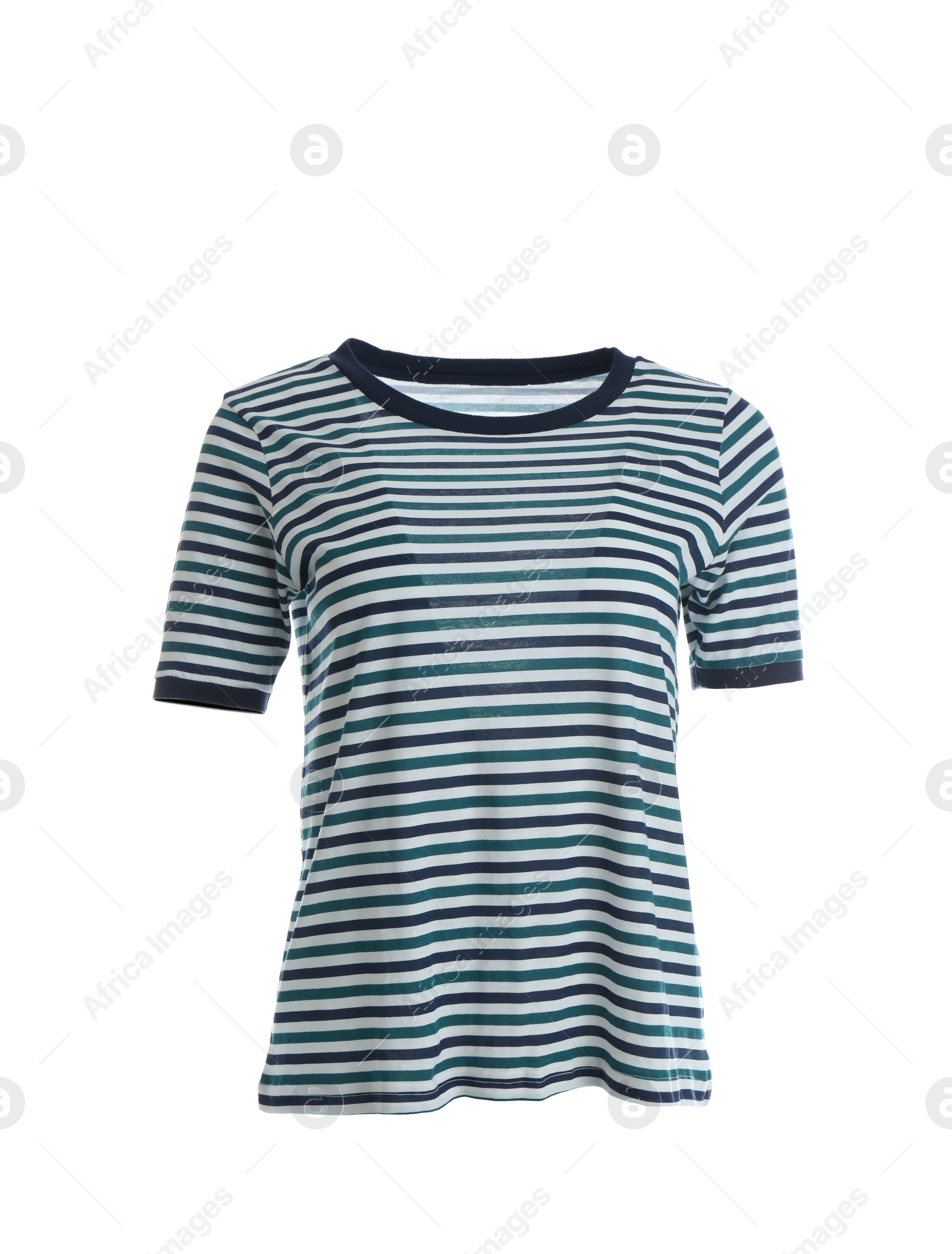 Photo of Stylish shirt on mannequin against white background. Women's clothes