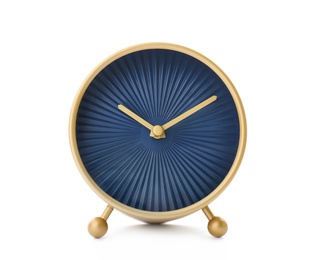 Photo of Beautiful clock on white background. Time change concept