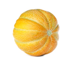 Photo of Whole tasty ripe melon on white background