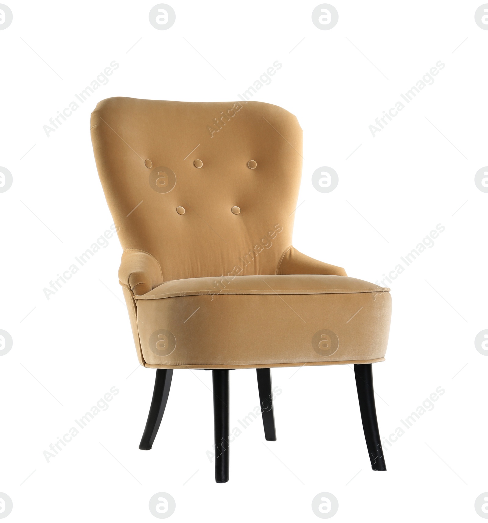 Photo of Comfortable armchair on white background. Interior element