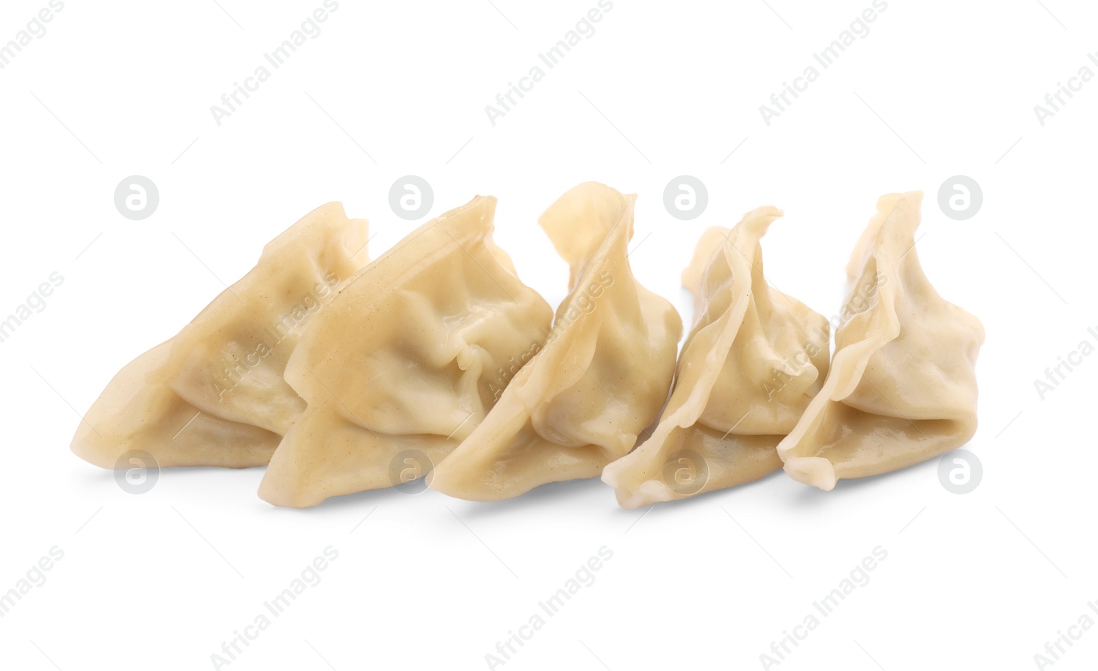 Photo of Delicious gyoza (asian dumplings) isolated on white