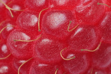 Photo of Texture of ripe raspberry as background, macro view. Fresh berry