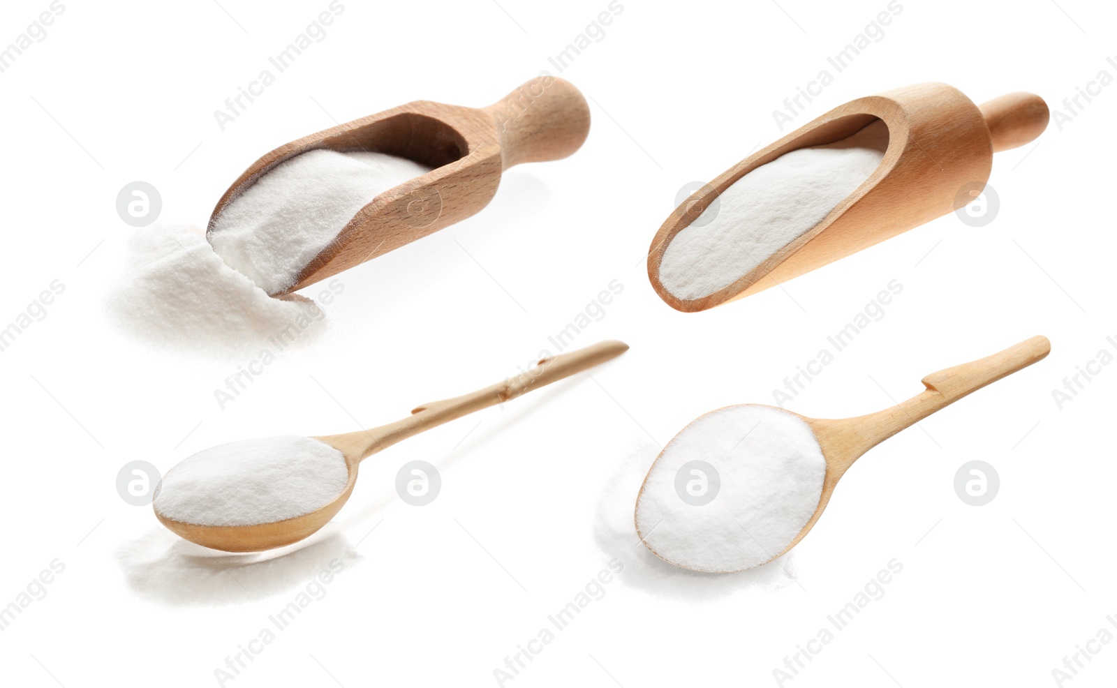 Image of Set with baking soda on white background