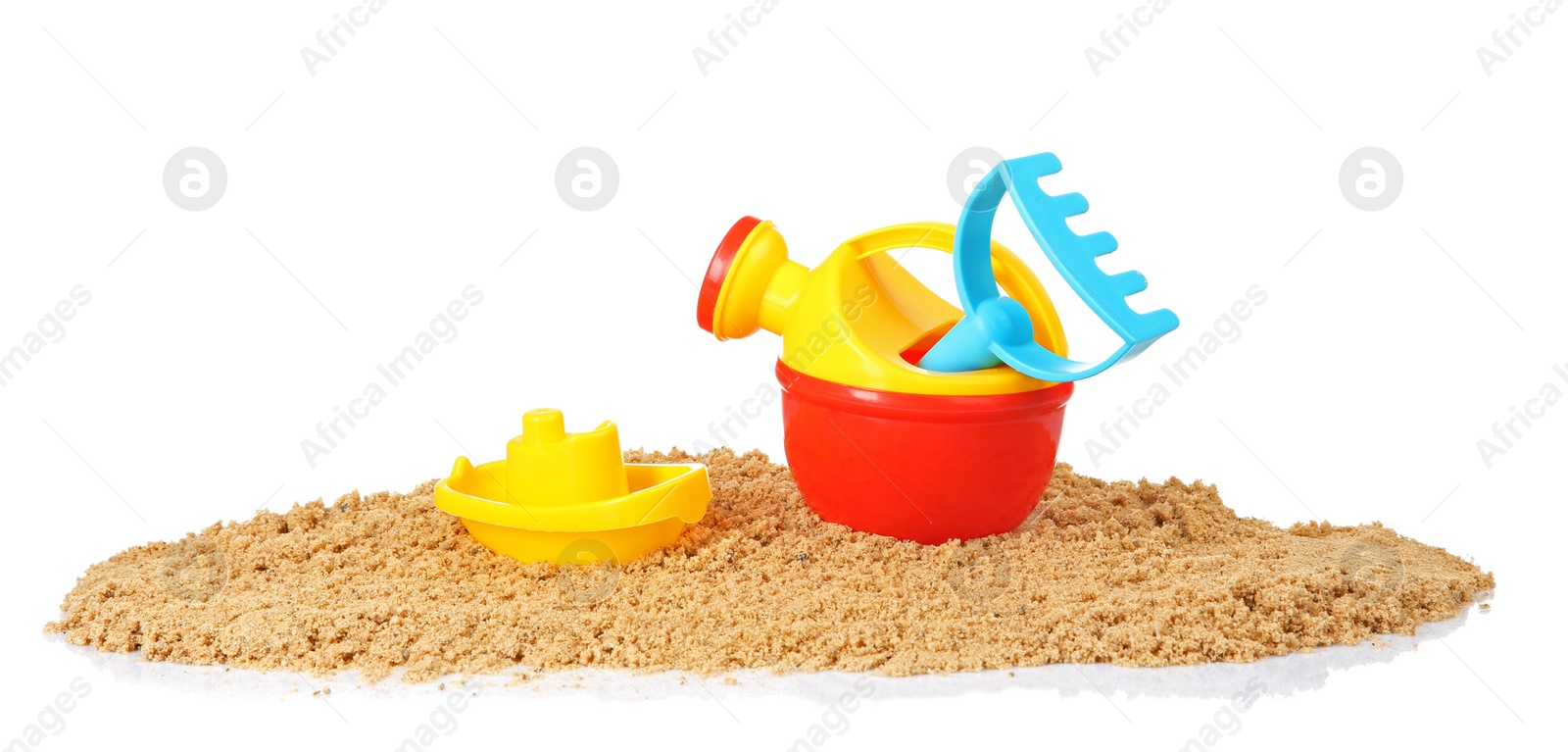 Photo of Composition with beach objects on white background