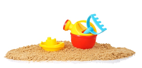 Photo of Composition with beach objects on white background