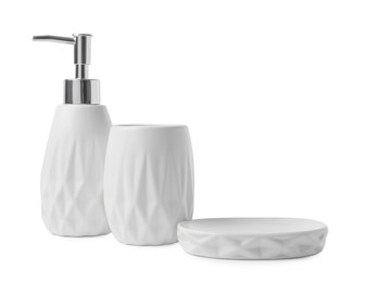 Set of bath accessories isolated on white
