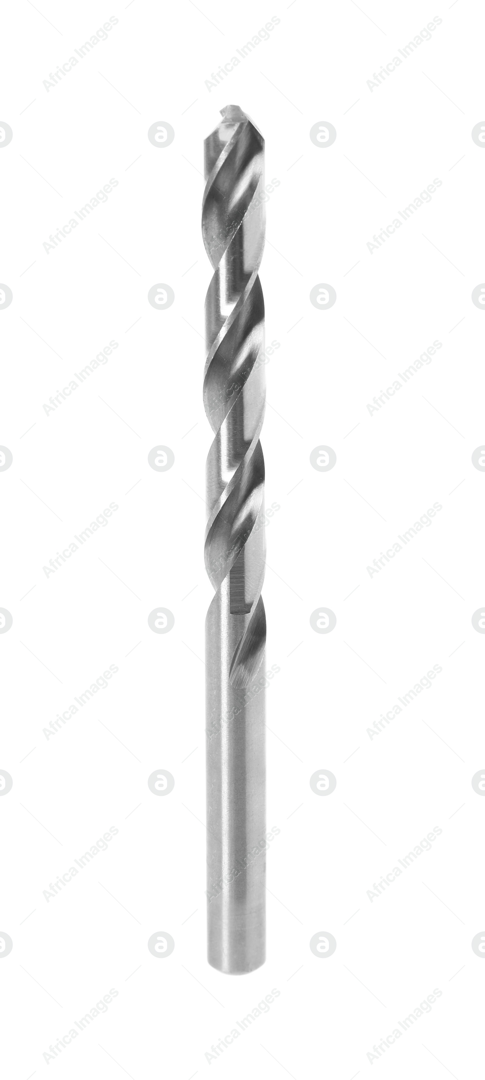 Photo of One twist drill bit isolated on white. Carpenter's tool