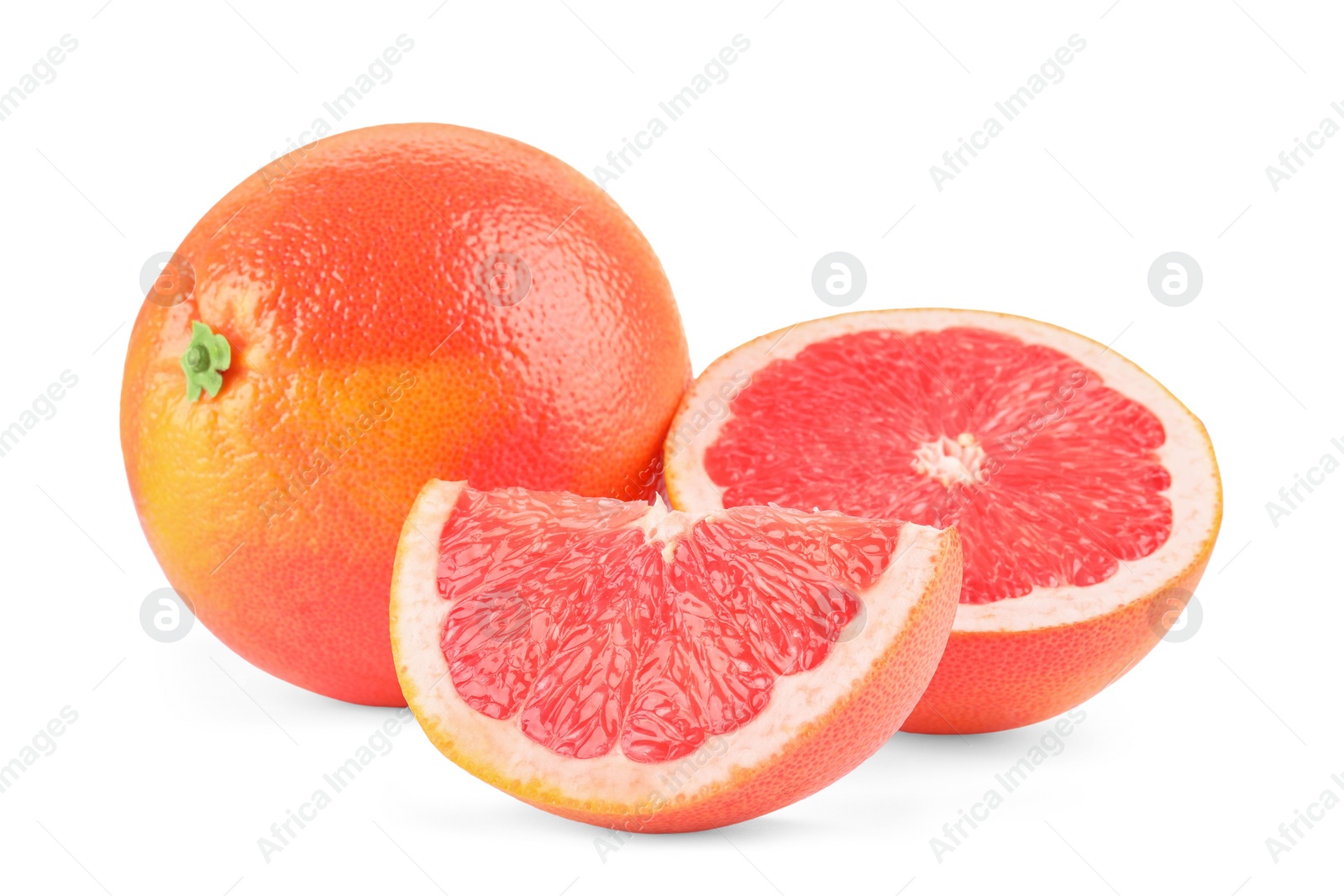 Photo of Fresh ripe grapefruits isolated on white. Citrus fruit