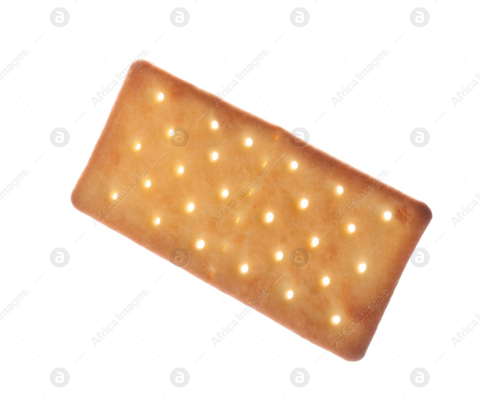 Photo of Crispy cracker isolated on white. Delicious snack