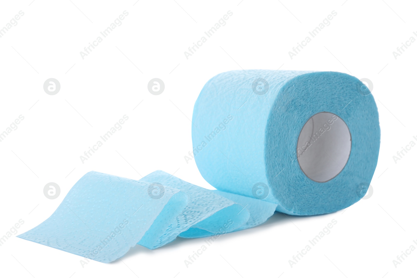 Photo of Roll of toilet paper on white background. Personal hygiene