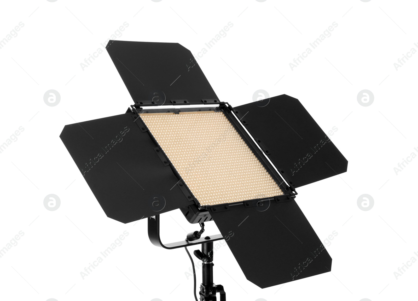 Photo of LED video light on white background. Food photography