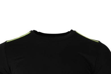 Black men's shirt isolated on white. Sports clothing