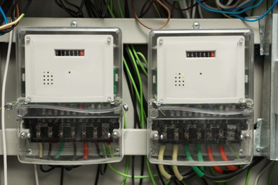 Photo of Electric meters and wires in fuse box