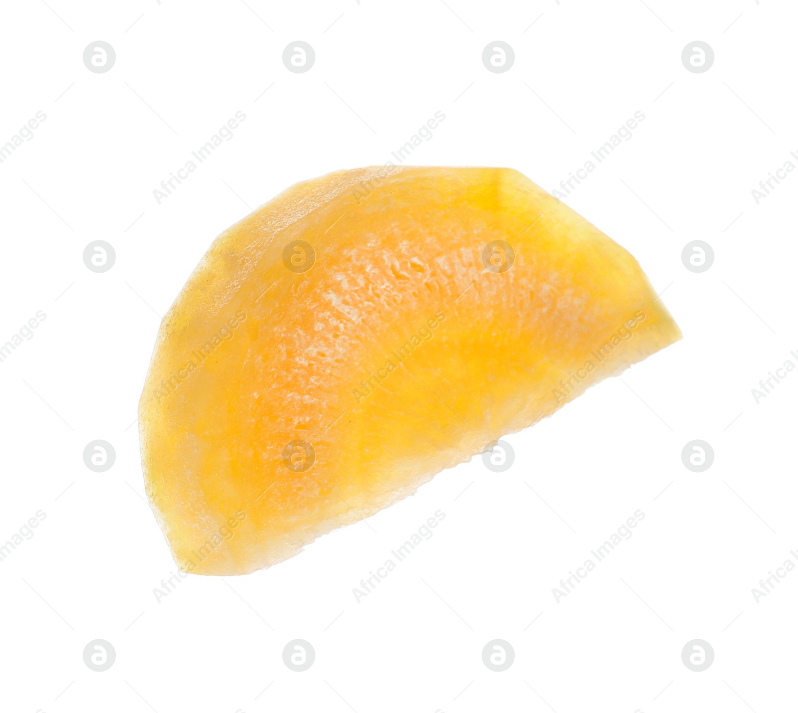 Photo of Slice of raw yellow carrot isolated on white