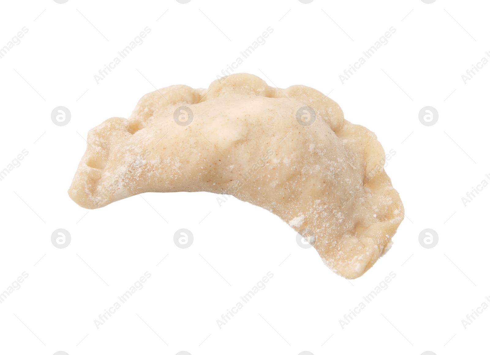 Photo of Raw dumpling (varenyk) with cottage cheese isolated on white