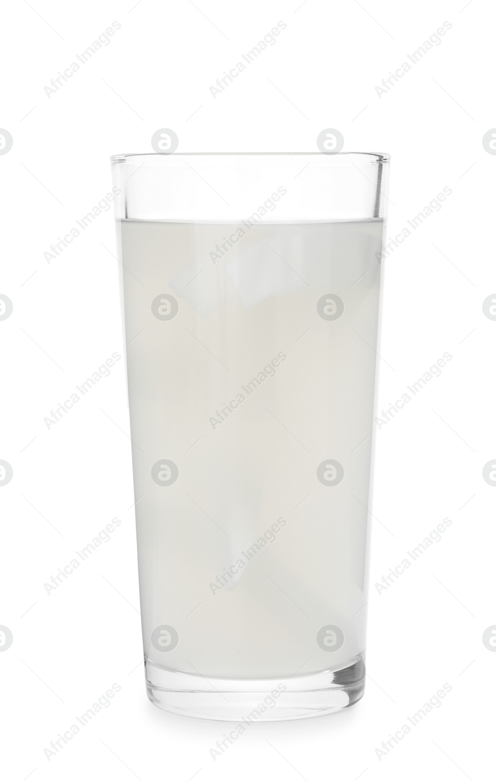 Photo of Glass of coconut water isolated on white