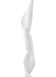 Image of One white satin ribbon isolated on white