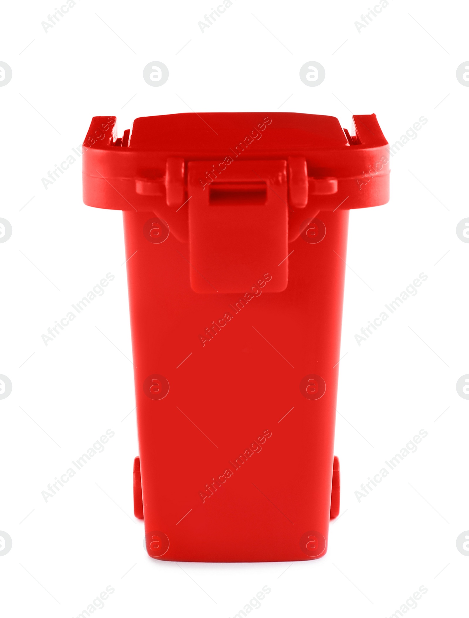 Photo of Mini red recycling bin isolated on white