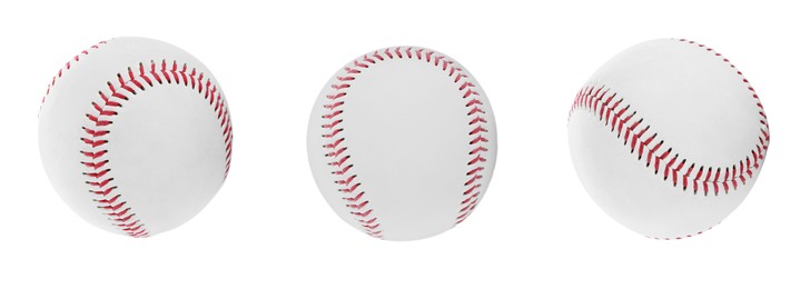 Set with baseball balls on white background. Banner design