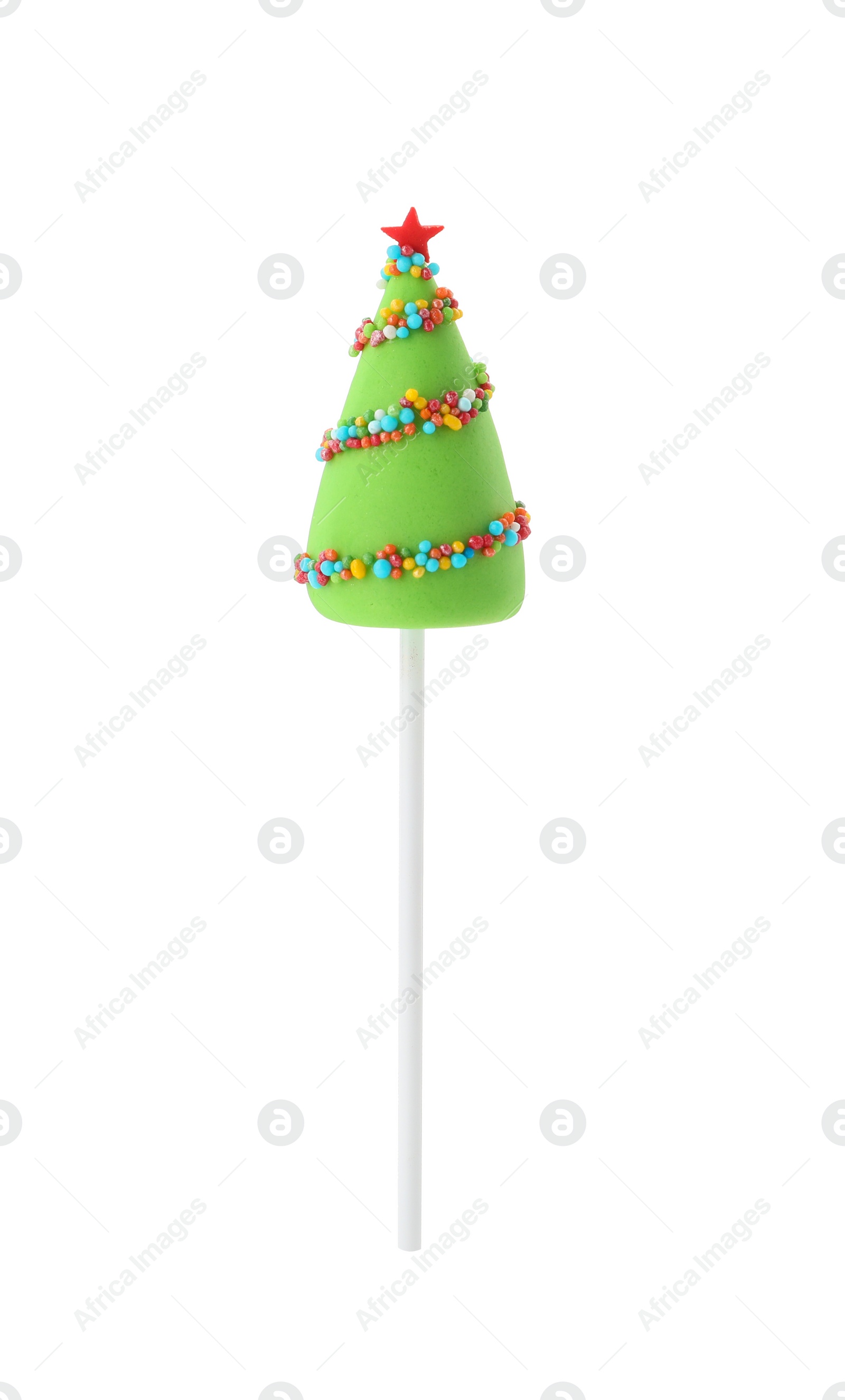 Photo of Delicious Christmas tree cake pop isolated on white