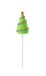 Delicious Christmas tree cake pop isolated on white