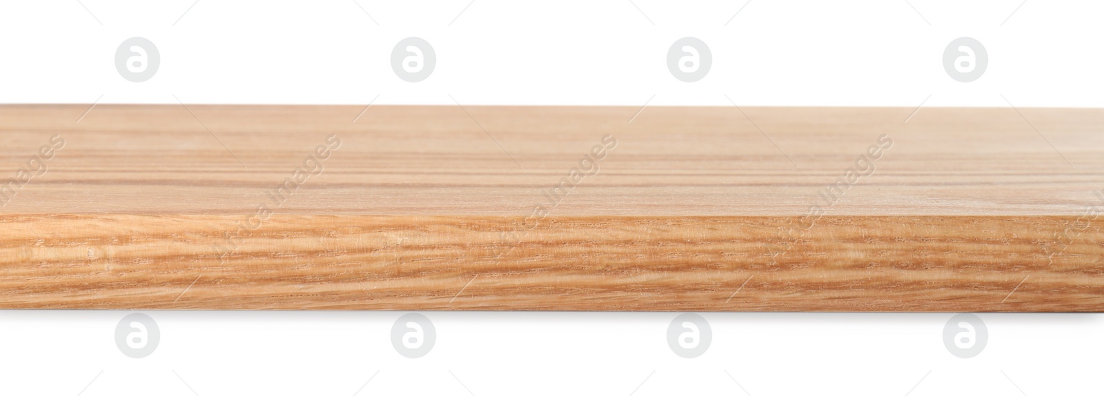 Photo of One wooden cutting board isolated on white