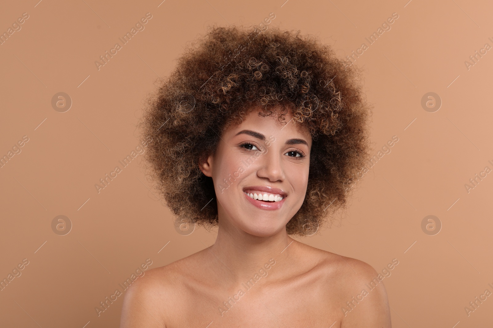 Photo of Beautiful woman with healthy skin on beige background