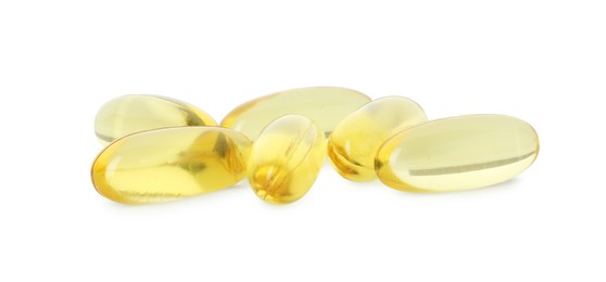 Vitamin capsules isolated on white. Health supplement