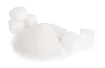 Photo of Different types of sugar isolated on white