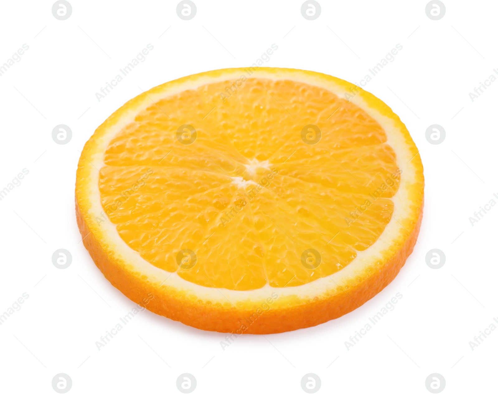 Photo of Slice of fresh ripe orange isolated on white