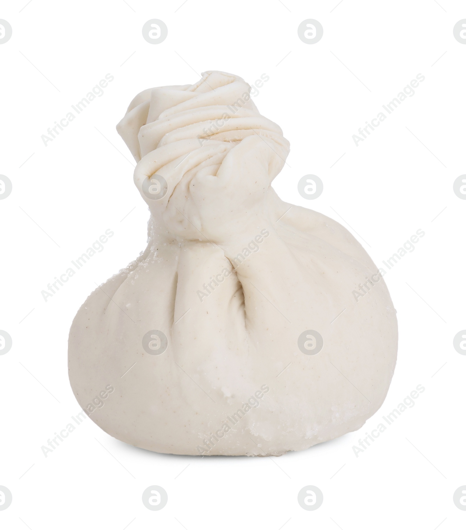 Photo of Uncooked khinkali (dumpling) isolated on white. Georgian cuisine