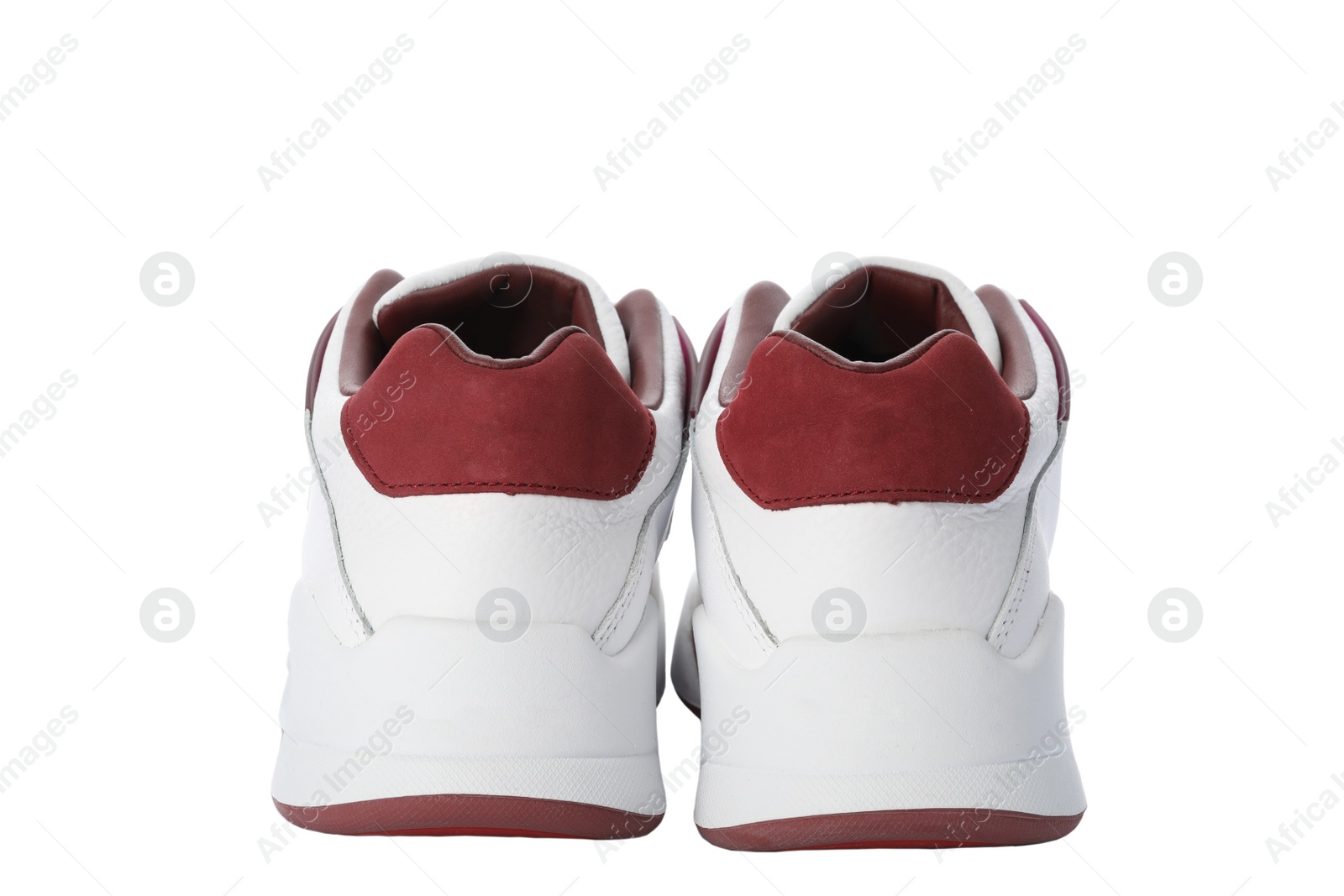 Photo of Pair of stylish shoes on white background