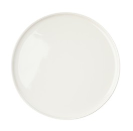 Beautiful empty ceramic plate isolated on white, top view